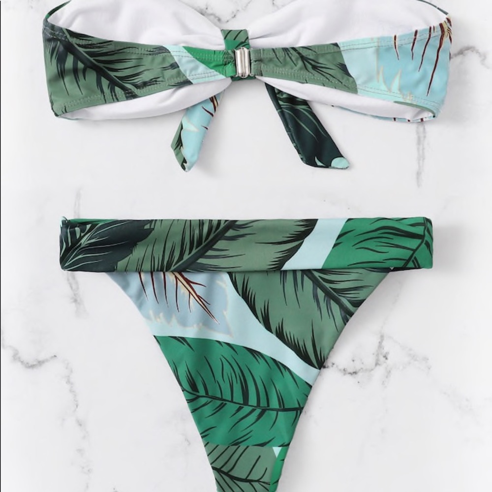 🌴Tropical leaf print bikini bandeau - Picture 4 of 6